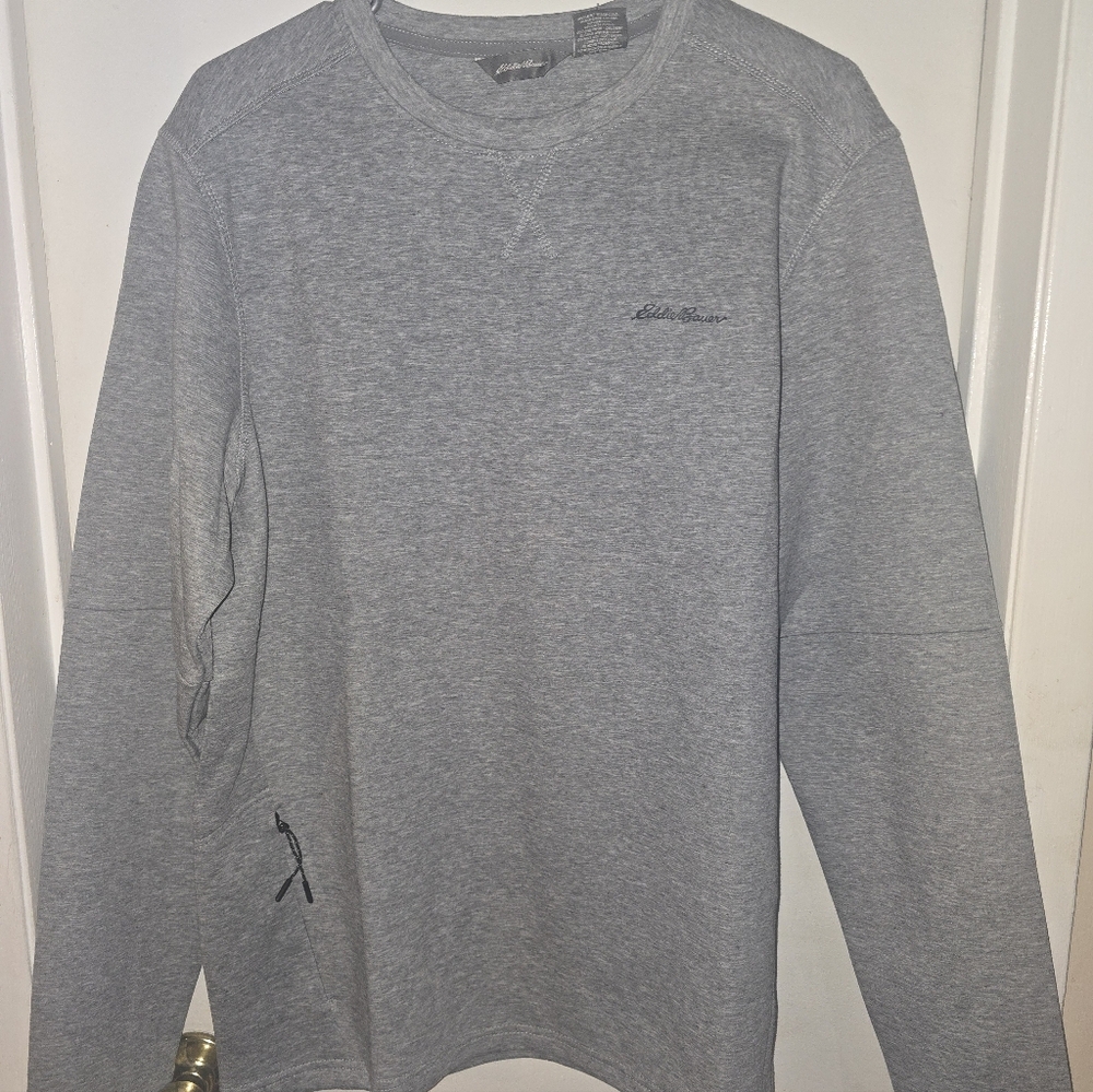 Eddie Bauer Heather Gray Lightweight Crew Sweatshirt